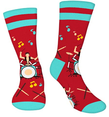 Lustige Schlagzeug Socken Herren Papa Jungen- Musik Bunte Lustig Männer Witzige Socken Mit Motiv Coole Bedrucken Verrückte Muster Funny Socks- Musiker Valentinstag Weihnachten Geschenke Vatertag