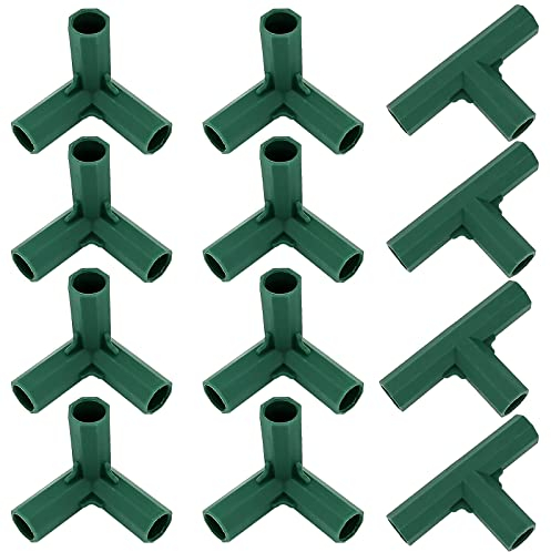 3-Wege-Möbelverbinder aus PVC, 16 mm, robust, für Gewächshausrahmen, 12 Stück