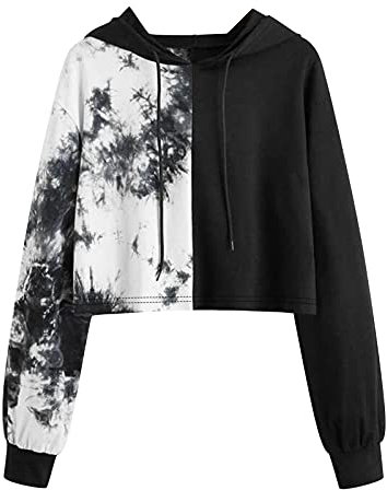 Soupliebe Bauchfreier-Sweatjacke Teenager-Mädchen Cropped-Hoodie: Reißverschluss Kapuzenjacke Crop Hoodie Mit Kordelzug Bauchfrei Pullover