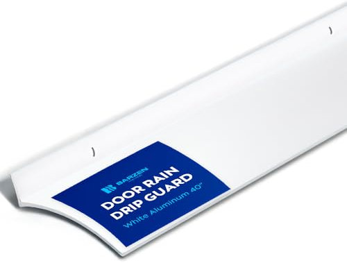 Barzen Protection contre la pluie pour porte et fenêtre – Déflecteur de pluie – 6,3 cm de large, 101,6 cm de long, aluminium blanc