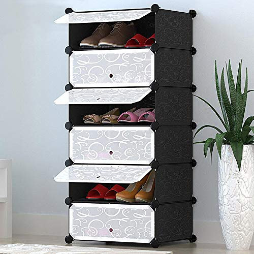 Armoire Portable,6 Cubes DIY Système d'étagères Penderie Ouvert Plastique Portemanteau Garde-robe Armoire,Armoire penderie Cube Multi-rangement