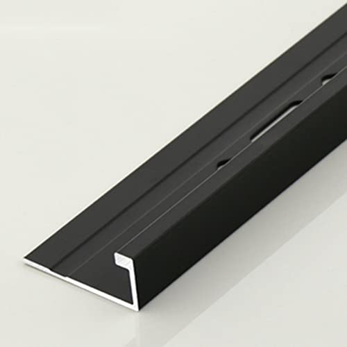 Alliage d'aluminium carrelage bande d'angle ​fond mur angle droit bande de coupe métal Hauteur: 13,9mm profilé pour carrelage équerre aluminium fermeture bord bande d'étanchéité,Matte black,90cm