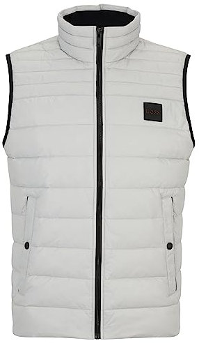 BOSS Mens Odeno Water-Repellent Gilet in Gloss and Matte Fabrics Grey