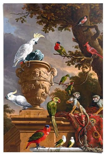 REINDERS Poster, d'Hondecoeter De Menagerie, Wohnzimmer, Poster, Wanddeko, Room Decor, 150 gr. glänzend Bilderdruckpapier, Mehrfarbig, 91,5x61cm