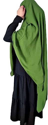 Yaqeen XL-Khimar-Dreieck-Hidschab für Muslime, einteilig, weicher Kreppstoff, Kopftuch, Material, Chadors, Arabien, islamisches Gebetskleid, muslimische Schals, Körperabdeckung, olivgrün,