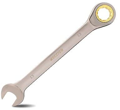 Meccion Llaves Combinadas, Professional 13mm Llaves Fijas con Carraca - Acero Cromo Vanadio Forjada, Niquelada Negro