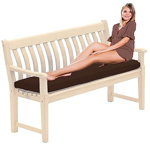 2 Seater Bench Cushion 108x45x6cm Thick Bench Pad Mat Garden Patio Seat Cushion Soft Seat Pad for Garden Furniture Chair Cushion Indoors Outdoors, Only Cushion (Brown)