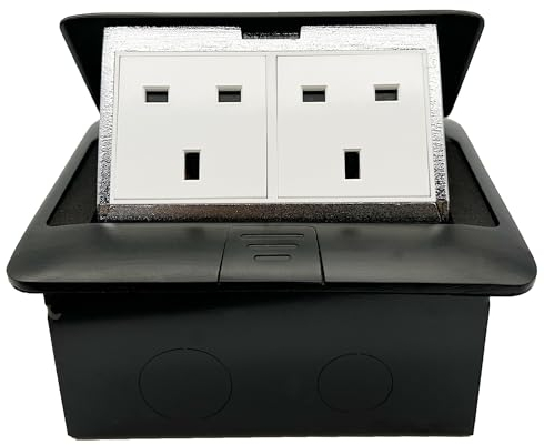 Pop up Electrical Outlet Cover Box, Floor sockets Table Waterproof IP20 220v, 2 Sockets Power Plugs, for Table Office Desktop Restaurant Kitchen Cafe Countertop, Black