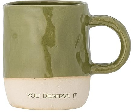 Bloomingville Neo Becher aus Stoneware, grün – 335 ml, stilvolles Alltagsgeschirr, spülmaschinenfest – 82060472