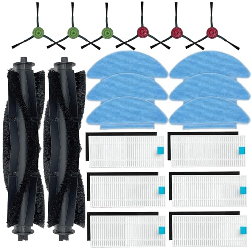 JINDEHUI Accessori Kit di Ricambi per Lubluelu SL60D SL61, per Tikom L9000, per Laresar L6 Nex, per Honiture Q6 SE Robot Aspirapolvere, 2 Spazzola Principale, 6 Spazzole Laterali, 6 Filtro,6 Panni Mop
