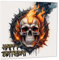 Geburtstagskarte, Motiv: Flaming Skull – Rock-Metal-Biker-Grußkarte, 145 x 145 mm