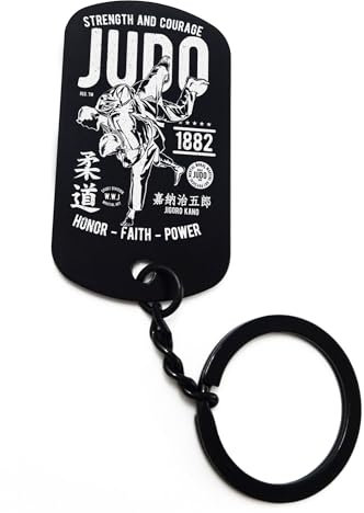 ENTROPIJA Judo Courage Honor Faith Power lasergravierter Schlüsselanhänger Kunst klassisch schwarz Schlüsselanhänger Stahl Tag, Schwarz , One size