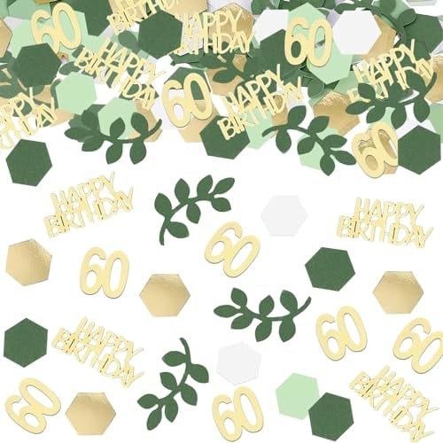 Konfetti 60 Geburtstag Deko Grün Gold,200 Stück Tischdeko 60. Geburtstag Frauen Männer,60er Streudeko Geburtstag Confetti,60. Geburtstag Deko Konfetti,Deko 60 Geburtstag Mann Frau,60 Jahre Dekoration
