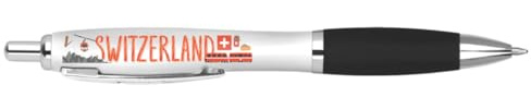 DV DESIGN 1 stylo noir Suisse - Drapeau suisse - Pour voyage, vacances, école, enseignant, ami, fille, garçon, anniversaire #81411
