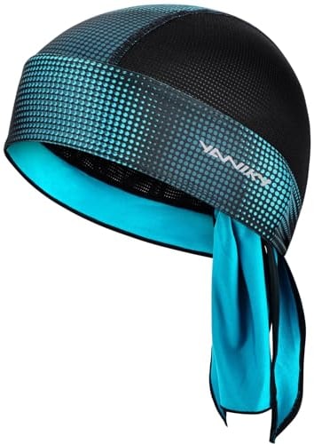 YANIKY Sports Bandana - Atmungsaktiv Kopftuch Herren - Bandana Cap Damen Durag Laufmütze Turban Herren Sommer Fahrradmütze Kopftuch für Radfahren Reisen Laufen Fitness (Blaugrün)