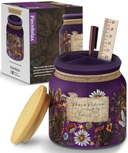 PieceRelax 3D Puzzle Deko-Behälter – Peace Potion | 96 Kunststoffteile & Holzdeckel | DIY-Stiftehalter & Aufbewahrung | Kreatives Geschenk für Zuhause & Büro [BB1042]
