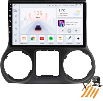 YLOXFW Autoradio Stereo Android 13.0 Navi für J-eep Wrangler JK Rubicon 2010-2018 Sat GPS Navigation 10.1 Zoll Cartablet Multimedia Player FM BT Receiver mit Carplay 4G 5G WiFi SWC,B,Y100S