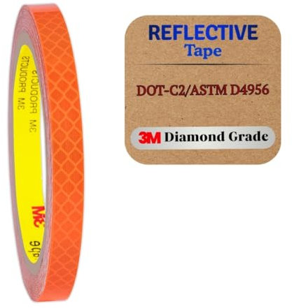Realizzato in nastro riflettente 3M per esterni, ad alta visibilità, impermeabile, altamente adesivo, per veicoli, rimorchi, auto, camion, biciclette (arancione 4084_5 mm x 5 metri)