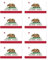 Aufkleber: 100x60 mm, 8 Stück - Flagge - Vereinigte Staaten von Amerika/USA - Bundesstaat - Kalifornien - US-CA - für Auto, Koffer, Laptop und mehr