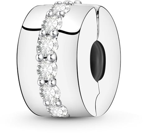 Glänzend Zirkon Charm Stopper,Charm Clip Stopper,Stopper für Armband,Charms Anhänger,Charms Armband,Charms für Armbänder,Bead Charms für Damen,Charms Silber,Anhänger für Armbänder,Sicherheitskette