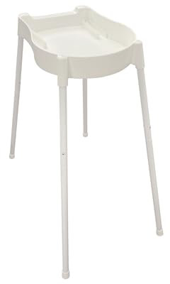 dBb Remond Support Baignoire Bébé 0-6 Mois - Support Baignoire Bébé Pieds Amovibles antidérapants - en Métal rilsanisé Blanc - Tuyau de vidange - H77x L97 x l46 cm