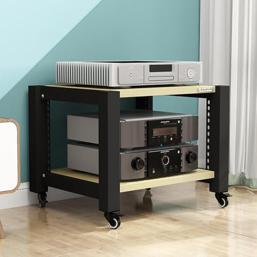 HAEKEBC Schwerer AV-Medienständer 2 3 4 5 Ebenen Beweglicher Lagerwagen HiFi-Rack Verstellbare Regale Verstärker-Rack Offener Lagerschrank Für Unterhaltungs-Stereokomponenten(White,40cm/15.7in)