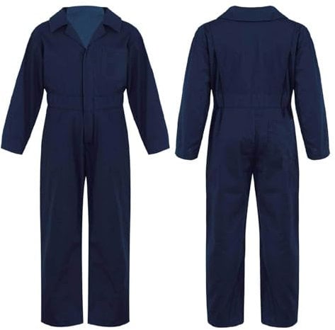 renvena Kids Coveralls Boys Girls Mechanic Jumpsuit Casual Overalls Boiler Suit Workwear All-in-One Dark Blue 15-16 Years