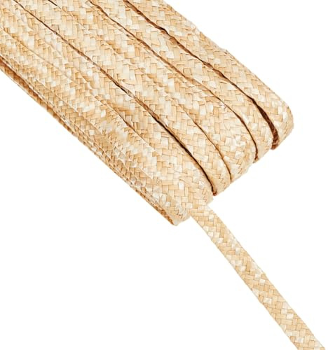 FINGERINSPIRE 54.6 Yards Wheat Straw Ribbon for Hat Making 3/8 Inch Wide Millinery Hat Straw Braid Ribbon Blanched Almond Color Natural DIY Craft Accessories