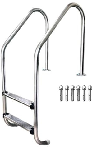 2-stufiger Pool Leiter, Pool Einstiegshilfe mit Rutschfester Schwimmstufe, Pool-Handläufe aus Edelstahl, Pool Handlauf for Innen-/Außenpool