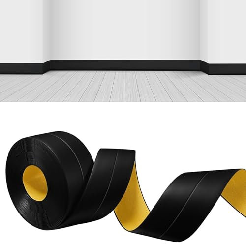 YushengTai Plinthe Adhesive,Noir 6 M Plinthe Souple Autoadhésive 18 x 18 mm, Corniere pvc Convient pour la Cuisine et la Salle de Bain (Noir)