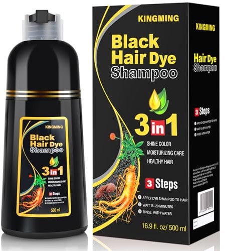 Haarfarbe Schwarz haarfärbeshampoo für Graues Haar,Shampoo Gegen Graues Haare für Männer und Frauen,Black Hair Dye Shampoo 3 in 1(Schwarz 500ml/16.9 oz)