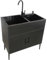 Fregadero con Patas Acero Exterior Jardin Mueble Fregadero Cocina Pila Lavadero Fregadero de Acero Inoxidable Fregadero de Lavandería Fregadero Doble ranura Cuadrado para Catering con Grifo de Agua