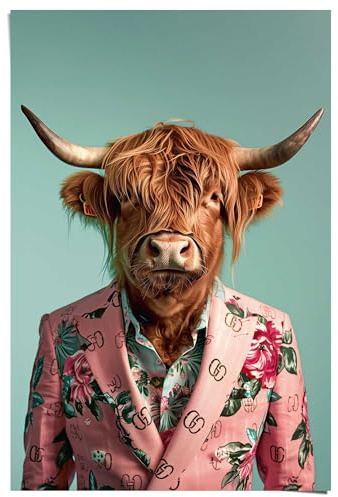 REINDERS Poster, Dressed Highlander, Home Office, Poster, Wanddeko, Room Decor, Bilderdruckpapier, Mehrfarbig, 91,5 x 61