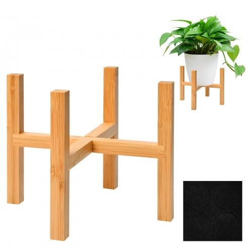 Duronge Support de Plantes, Support Plantes Interieur en Bambou, Support de Pot de Fleurs en Bois, pour Intérieur et Extérieur, 19,3 x16 cm