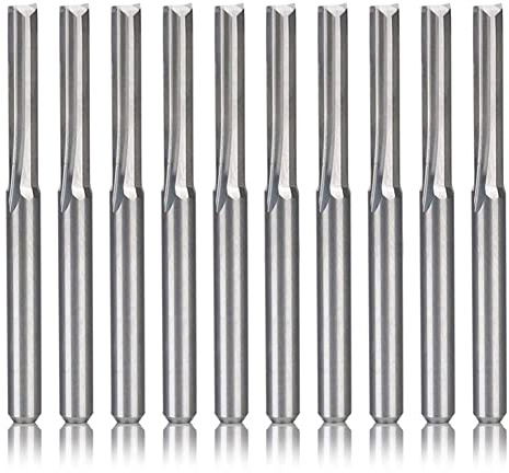 Iunipusy 10 StüCke 2 FlöTe Cnc FräSer 3,175 Mm Gerade Schlitz Wolfram Stahl FräSer für Kunststoff
