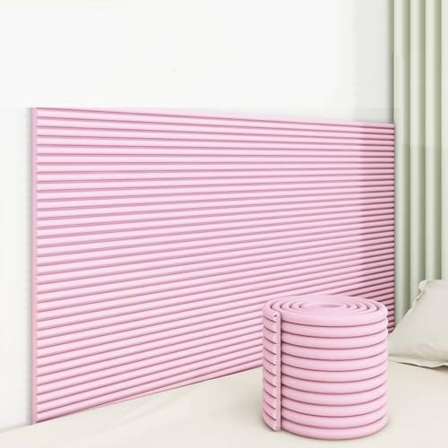 Aocet Wandpolster Wandkissen Bett Selbstklebend für Kinderzimmer, 20x200cm Polsterpaneel Wand, Kinder Kantenschutz aus Schaumstoff, Wandpaneele Gepolstert(Pink)
