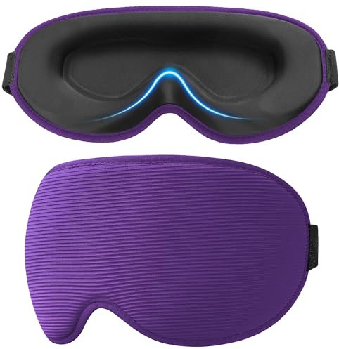 Gritin Schlafmaske für Seitenschläfer, Upgrade 3D Augenhöhlen Schlafbrille mit Verstellbarem Gummiband, Lichtblockierend & Atmungsaktiv, Augenmaske für Männer & Frauen -Dunkelviolett