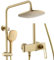 WRKMH Colonne de Douche avec Mitigeur, 3 Fonctionnel Colonne Douche Dorée Brossé Ensemble de Douche Fixation Murale Mitigeur Douche avec 3 Fonctionnel Douchette, Ensemble de Douche Mural
