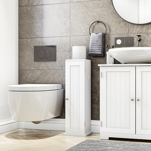 Bath Vida Toilet Roll Cupboard, White, FSC 100%, H 65 x W 20 x D 20 cm