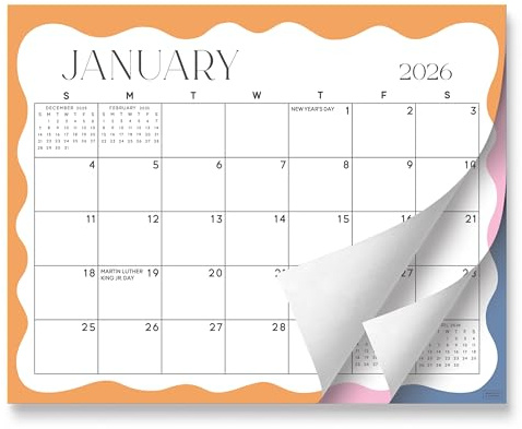 S&O Modern Wavy Magnetic Fridge Calendar from January 2026-June 2027 - Tear-Off Refrigerator Calendar to Track Events & Appointments - 18 Month Magnetic Planner for Fridge for Easy Planning-8x10 in.