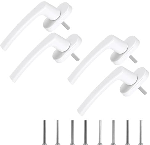 flintronic Fenstergriff Aluminium, 4 Stück Kindersicherung, Schlüsselloses Fensterschloss, Fenstergriffe, Sicherheitsfenstergriff in Stiftlänge 35mm, Türgriffe für Fenster Terrassentüren Balkontüren