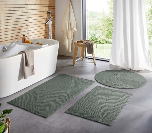 Taracarpet Badematte Badvorleger Homestyle rutschfest waschbar Badezimmerteppich Badewannenmatte, Badteppich, Duschmatte Badezimmer saugfähig Weich auch als Set Grün Fresco 060x120 cm