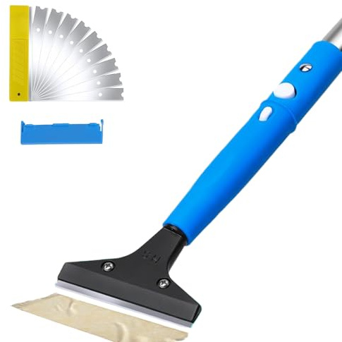 Bodenschaber Mit Langem Griff – 20 X 167 cm, Wandschaber, Maler-Rakel-Reiniger, Teleskop-Rakel-Werkzeug, Robuster Maler-Abziehreiniger Für Bodenbelag, Fliesenfugen, Garage, Garten,