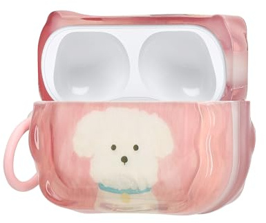 kwmobile In-Ear Kopfhörer Case für Apple Airpods Pro 2 / Pro 1 Hülle mit Karabiner - Headphones Case - Earphones Cover Etui - Weißer Terrier