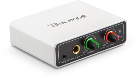 Bolanle DAC222 USB-C Audio Interface, 3.5mm AUX for Live Streaming