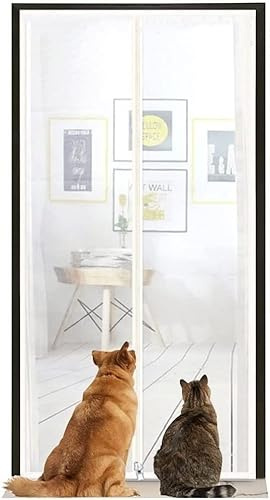 Rideaux de terrasse, Moustiquaire for chat et chien, grillage en acier renforcé, blanc, plusieurs tailles, bande auto-agrippante for ventilation(130x220cm)