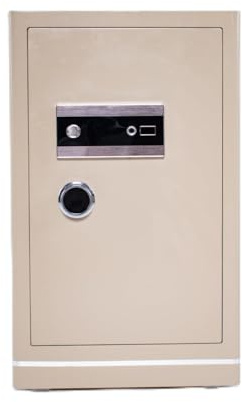 NIKCORP - Tresor für Zuhause 80x48x43, Möbeltresor aus Stahl mit Gepolstertem Innenraum aus PU-Leder, Geldverstecke, Beige, Zahlenschloss und Schlüssel