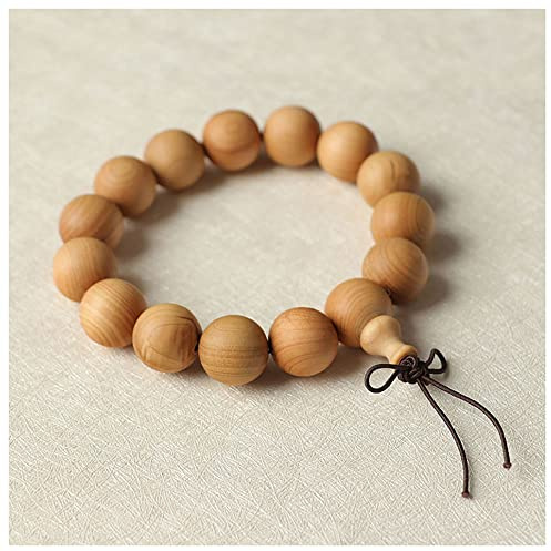 Natürliches Thuja-Holz-Armband, 15 mm, Mala-Gebetsperlen, buddhistischer Rosenkranz, Unisex
