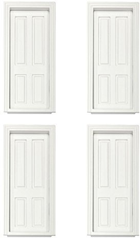 MyTinyWorld 4 x Dolls House Miniature Internal White Painted 4 Panel Doors