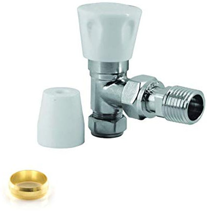 Wärmer System Angled Radiator Valve -15mm x 1/2'' + Extra Olive - 15mm Brass